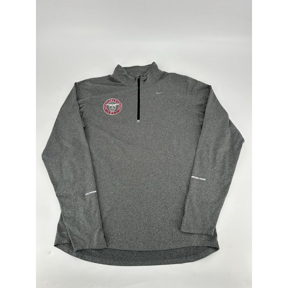 Nike Sweater Quarter‎ Zip Dri-Fit Swoosh Athleticr Gray Men's Sz Medium (LOGO)